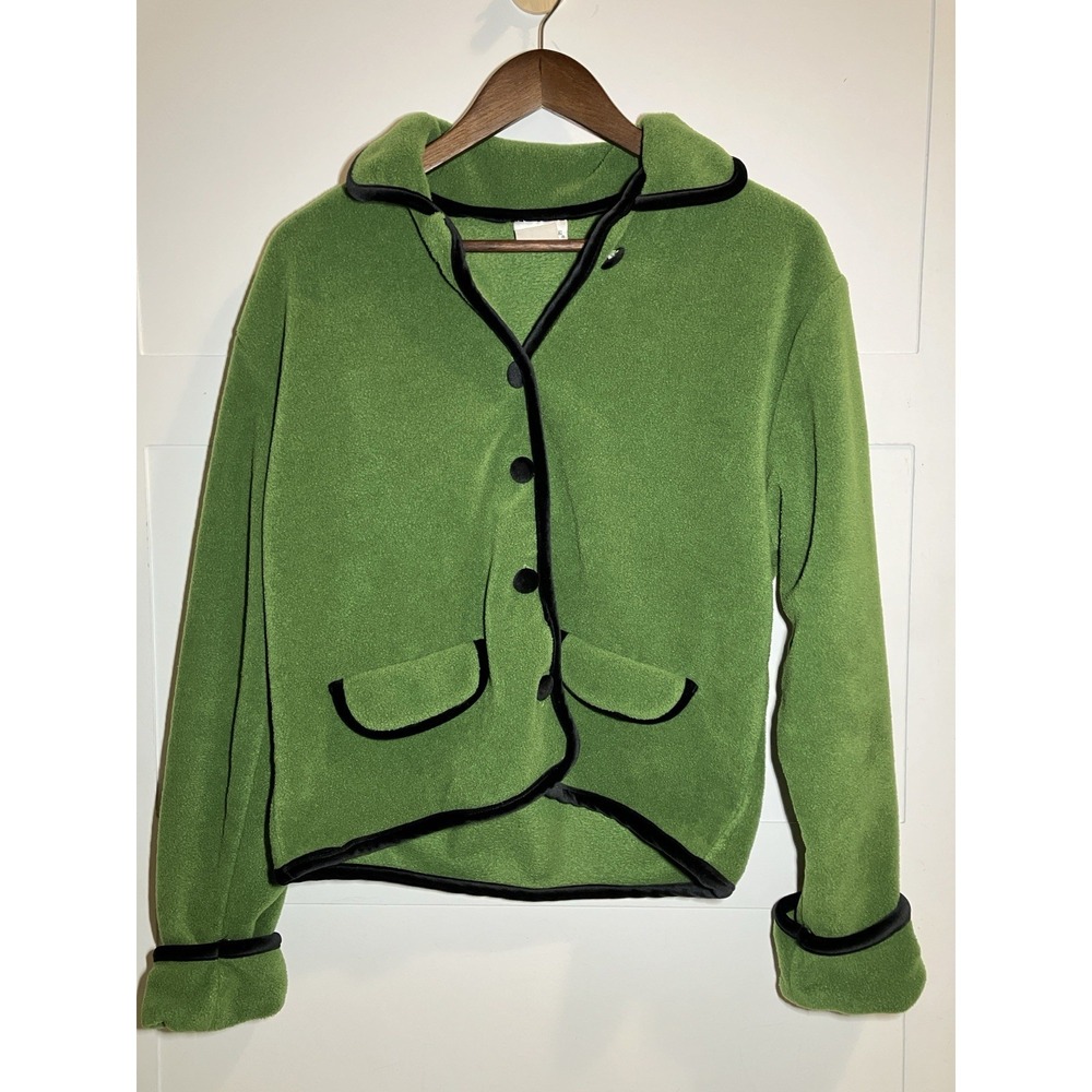 Tapemeasure Women's Large Green Fleece Blazer Jacket Button Office Work Preppy